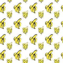 banana seamless pattern on white