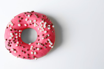 Glazed donut on white background