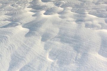 Snow background natural  on a river surface in winter