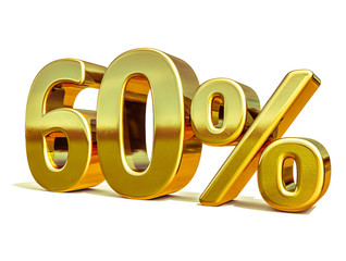 3d Gold 60 Sixty Percent Discount Sign