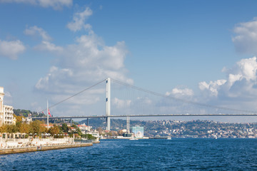 The Bosphorus Bridge connecting Europe and Asia, Istanbul, Turkey.