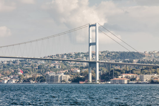The Bosphorus Bridge connecting Europe and Asia, Istanbul, Turkey.