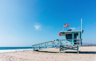 Baywatch tower on a Venice beach in Los Angeles USA - Powered by Adobe