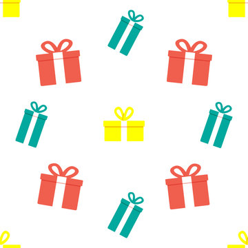 Seamless pattern with color gift boxes