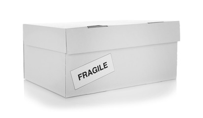 Cardboard box on white background