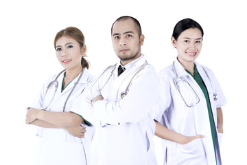 Team surgeon determined on a white background.