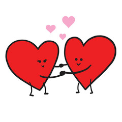 Cute Love Cartoon in Love Vector Illustration. Valentine Greeting Card Template