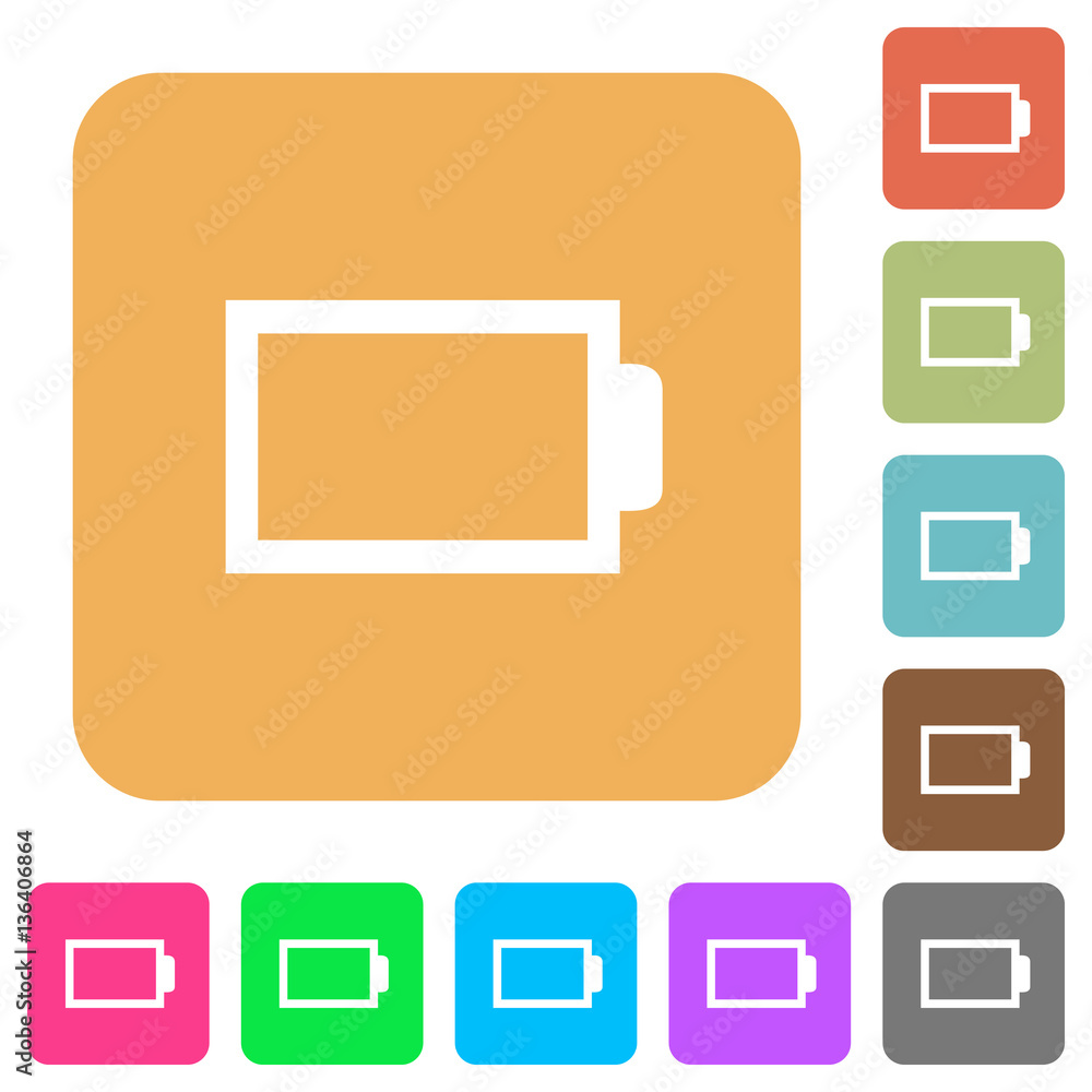 Poster Empty battery without load units rounded square flat icons