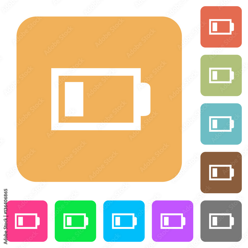Poster low battery with one load unit rounded square flat icons