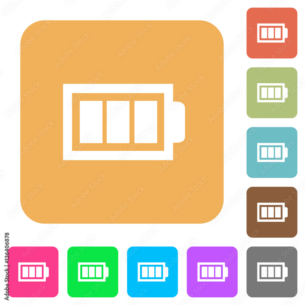 Poster Full battery with three load units rounded square flat icons
