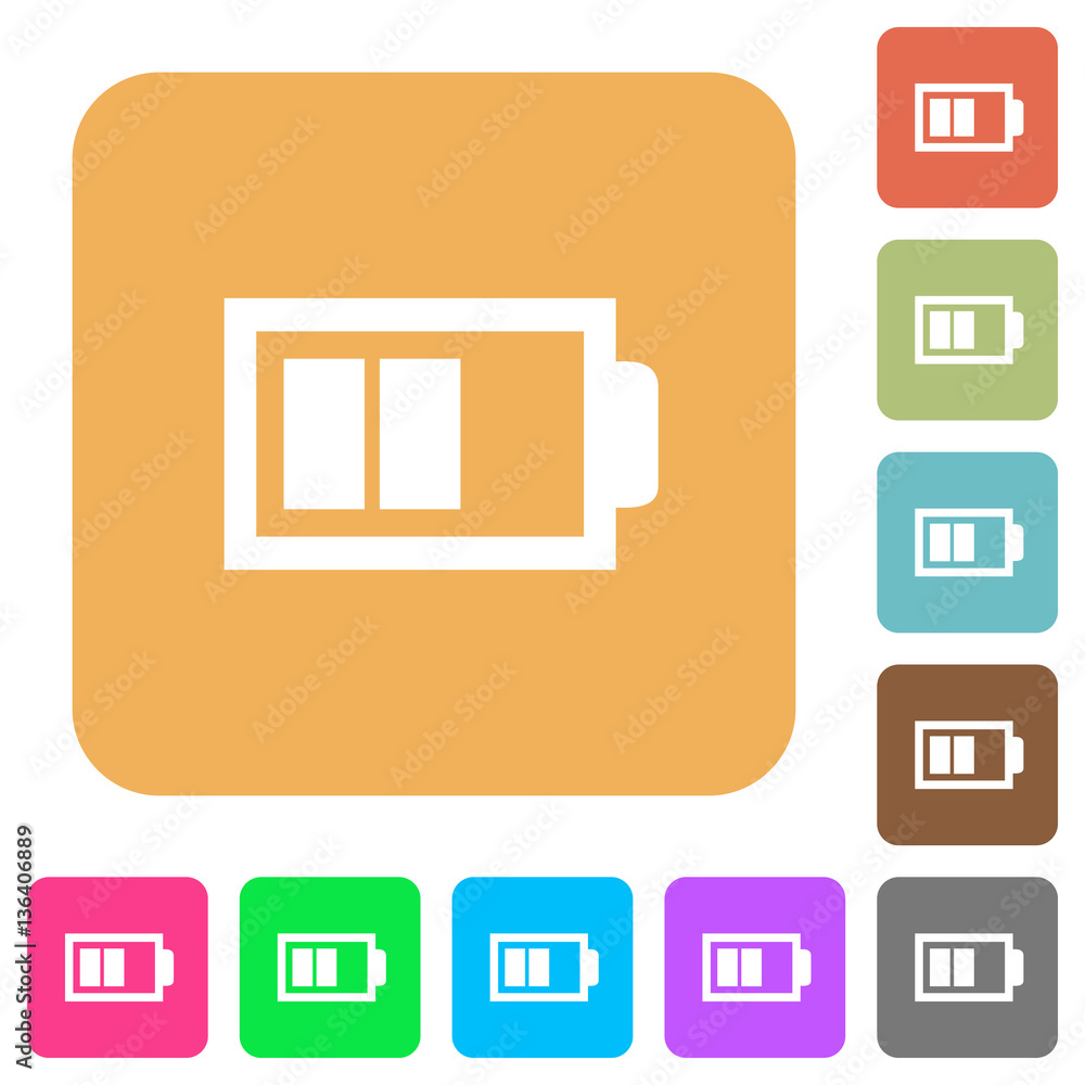 Poster Half battery with two load units rounded square flat icons