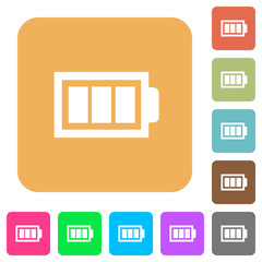 Full battery with three load units rounded square flat icons