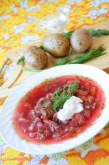 Traditional Ukrainian hot soup borsch