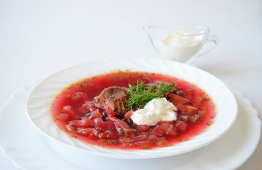 Traditional Ukrainian hot soup borsch