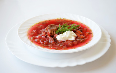 Traditional Ukrainian hot soup borsch