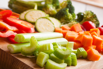 Fresh vegetables on cutting board