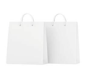 Paper Shopping Bags collection isolated on white background. 3d rendering