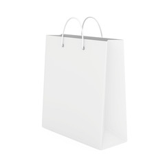 close up of paper bag on white background with clipping path. 3d rendering.