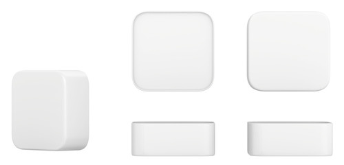 Group of blank boxes. Retail package mockup set. Isolated on white. 3d rendering.