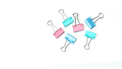 Pastel color stamp paper clip of Office equipment isolated on white background