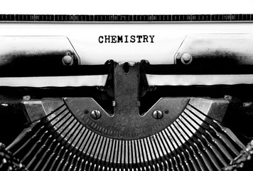 CHEMISTRY Typed Words On a Vintage Typewriter Conceptual