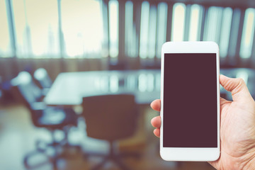 Blurred vintage background of business discussion, Meeting room,