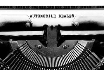 AUTOMOBILE DEALER Typed Words On a Vintage Typewriter Conceptual