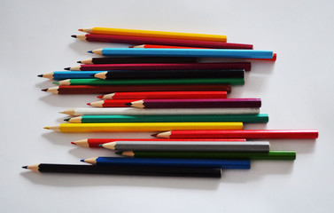Colouring crayon pencils isolated on white background