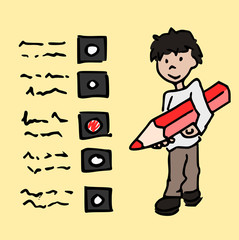 Jongen gaat stemmen met rood potlood