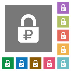Locked Rubles square flat icons
