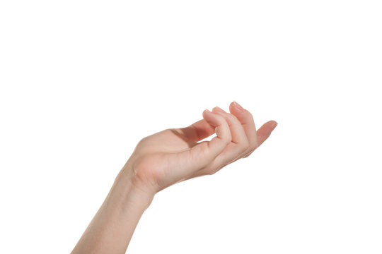 Open girl's hand isolate on a white background