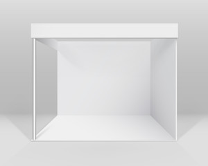 Vector White Blank Indoor Trade exhibition Booth Standard Stand for Presentation Isolated with Background