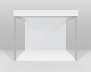 Vector White Blank Indoor Trade exhibition Booth Standard Stand for Presentation Isolated with Background