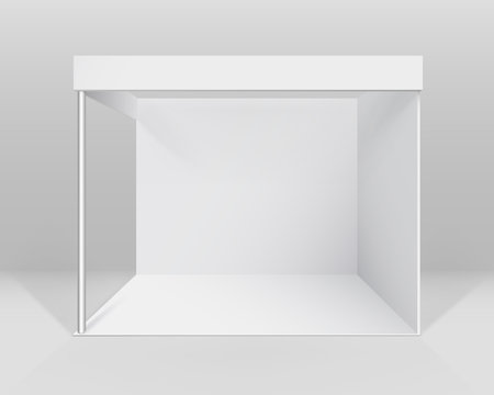 Vector White Blank Indoor Trade exhibition Booth Standard Stand for Presentation Isolated with Background