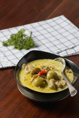 Green curry with fish ball. Thai food.