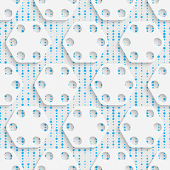 Seamless Hexagon and Circle Pattern. White and Blue Wrapping Bac
