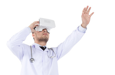 Male Doctor wearing virtual reality headset