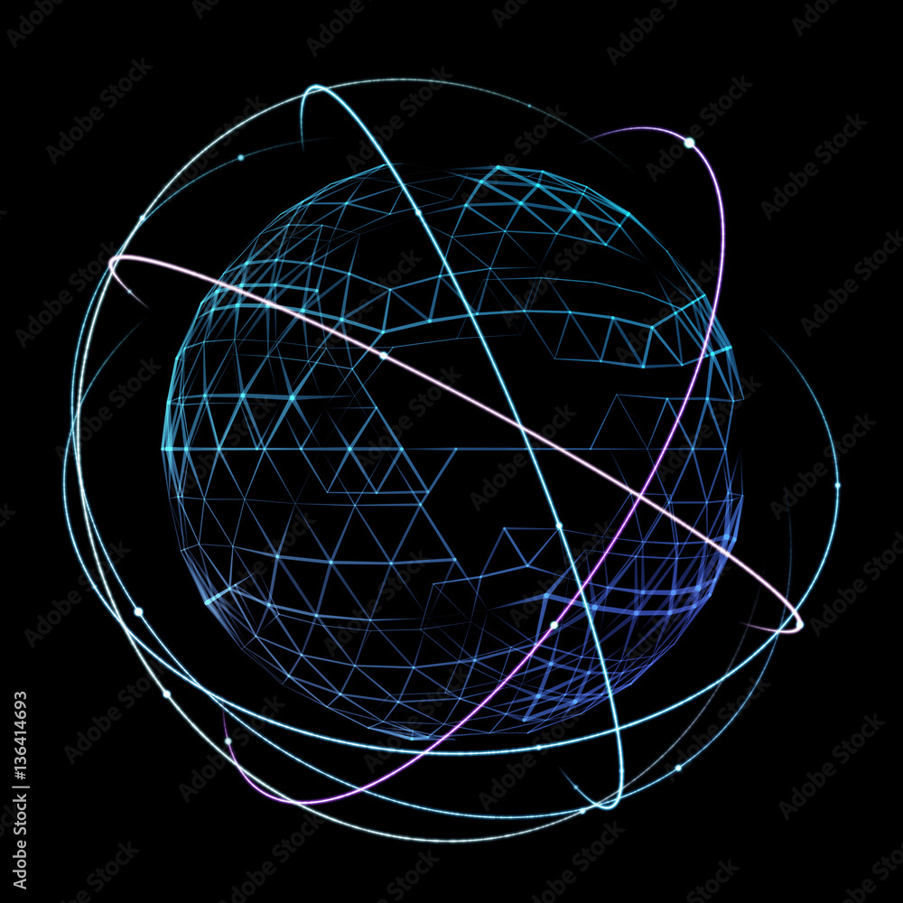 Aufkleber digital design of a global network on orbit space.