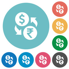 Fototapeta premium Dollar Rupee money exchange flat round icons