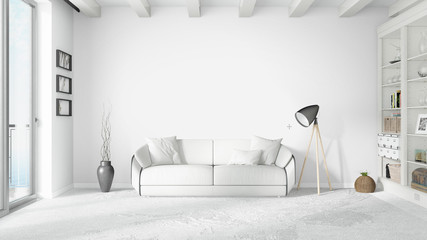 Modern bright interior . 3D rendering