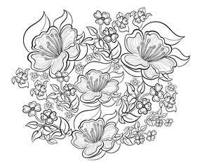 Hand drawn ink pattern. Coloring book for adult