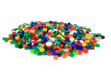 plastic pet caps isolated