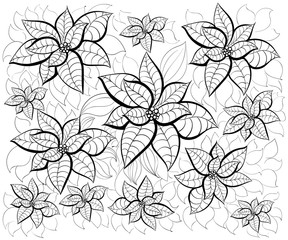 Hand drawn ink pattern. Coloring book for adult merry christmas new year 2017 rooster