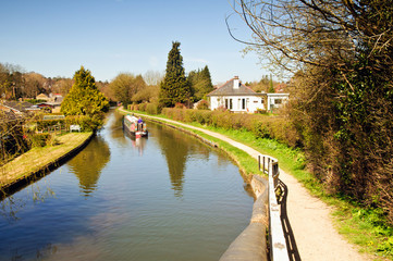 Fototapeta premium A ba.rge on the Grand union Canal in Hertfordshire UK