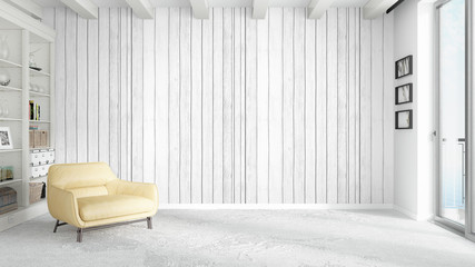 Modern bright interior . 3D rendering