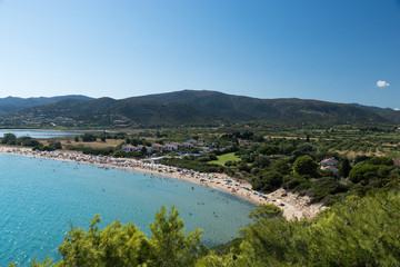 Fototapeta na wymiar Aerial view of Chia beach, Sardinia, Italy