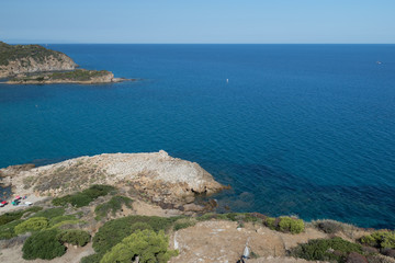 Fototapeta na wymiar Su Portu beach in Chia, Sardinia, Italy