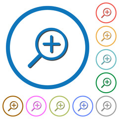 Zoom in icons with shadows and outlines