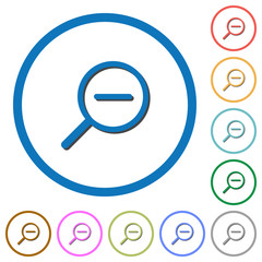 Zoom out icons with shadows and outlines