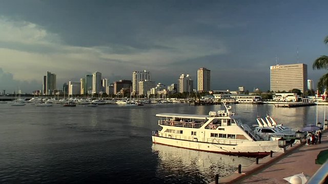 Manila Bay and the Manila Yacht Harbor with the Skyline of Malate, Philippines